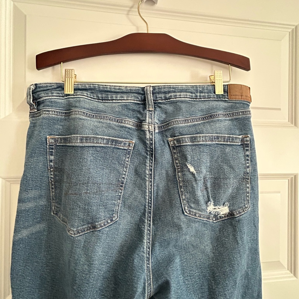 American Eagle Mom Ripped Straight Jeans Blue Size 16 - Picture 12 of 15